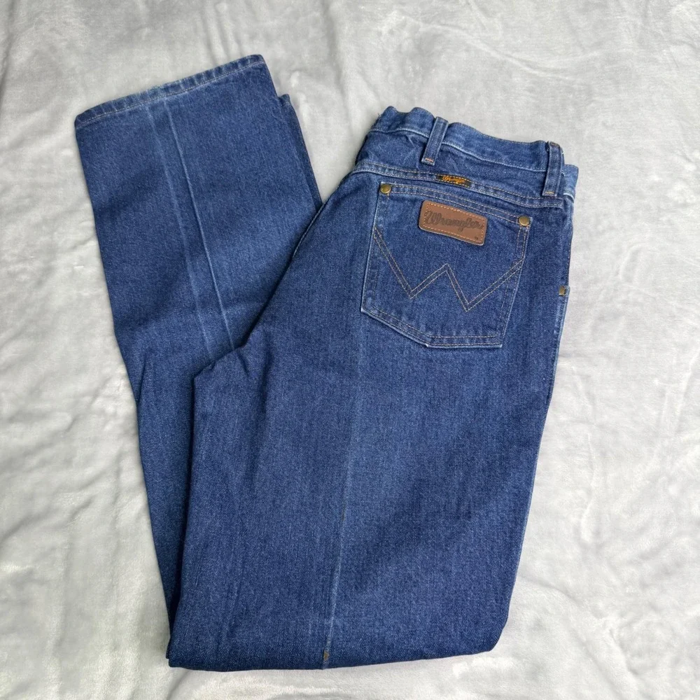 Wrangler 36MWZPD Slim Fit Cowboy Cut Jeans Mens 34x32 Dark Wash Denim Blue
